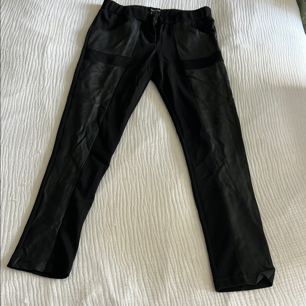 Bebe Black Leather Accent Pants